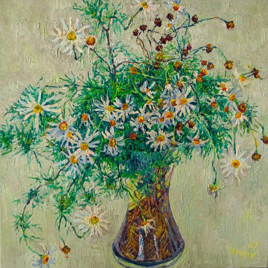 Flower Painting - Wild camomile by Vitali Komarov Flower Painting - Wild camomile by Vitali Komarov