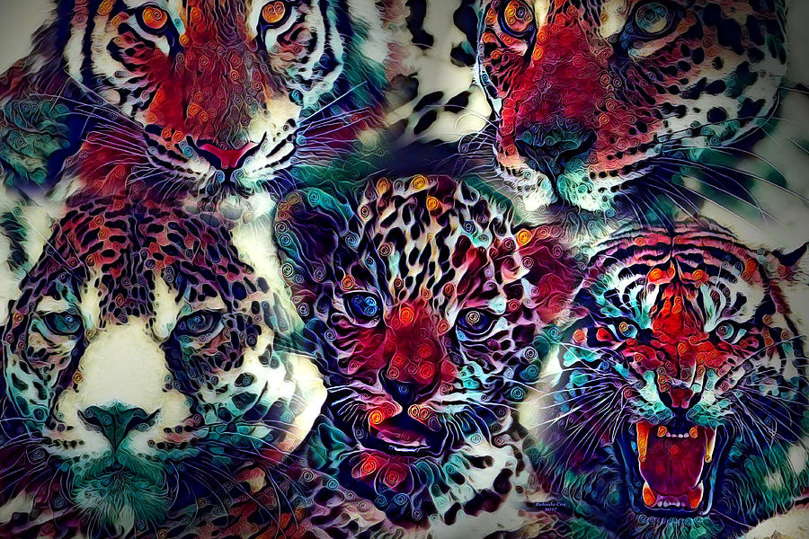 Wild Cat Collage Digital Art by Artful Oasis