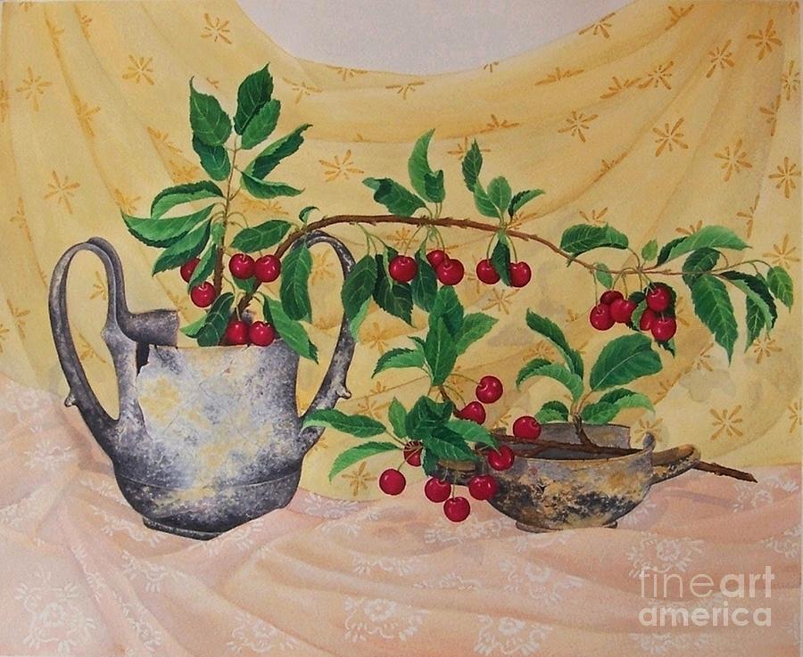 Wild Cherries and Antiquities Painting by Janet Summers-Tembeli Wild Cherries and Antiquities Painting by Janet Summers-Tembeli