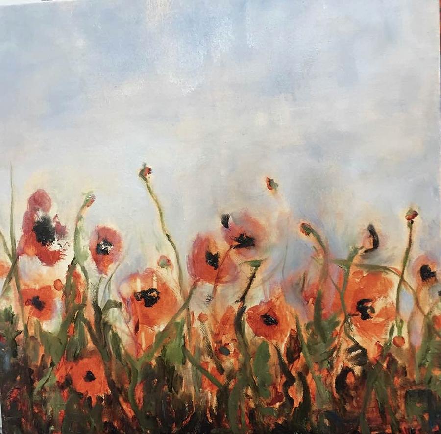 Wild Corn Poppies Underpainting Painting by Debbie Frame Weibler - Fine ...