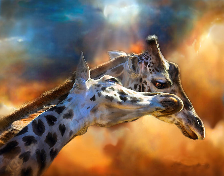 Giraffe Mixed Media - Wild Dreamers by Carol Cavalaris