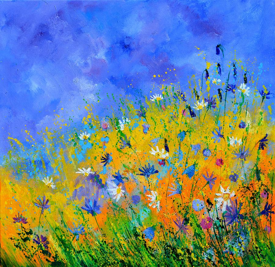 Flower Painting - Wild fieldflowers by Pol Ledent