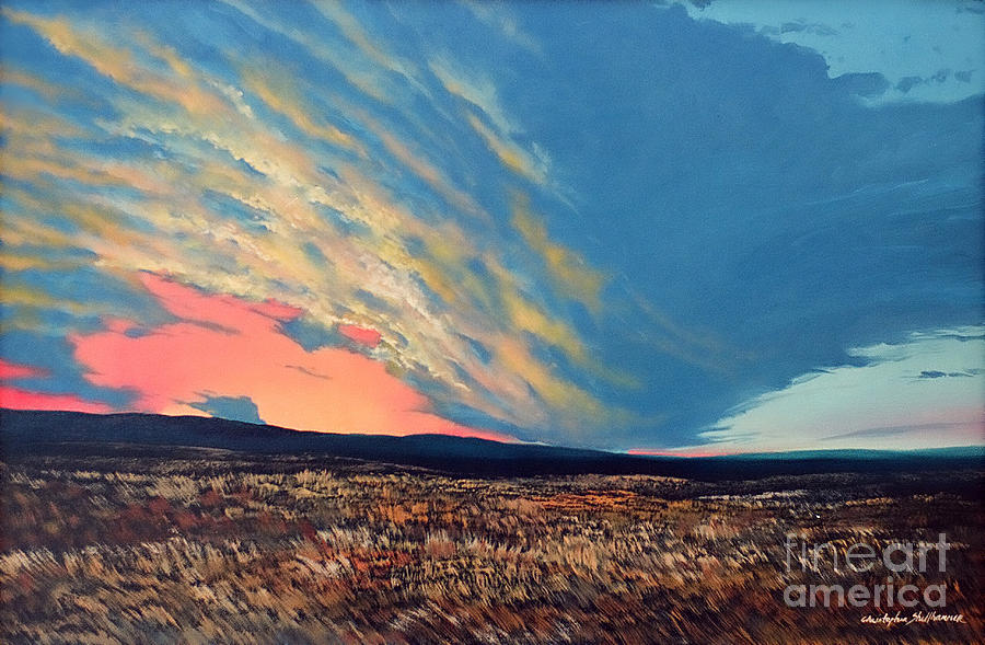 Wild fire sky Painting by Christopher Shellhammer