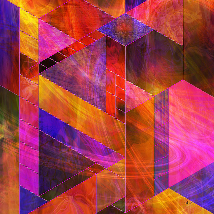 Abstract Digital Art - Wild Fire - Square Version by Studio B Prints
