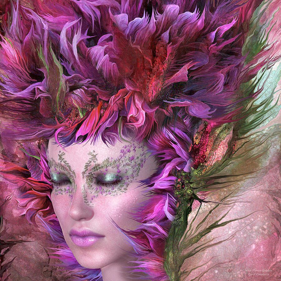 Wild Flower Goddess Mixed Media by Carol Cavalaris
