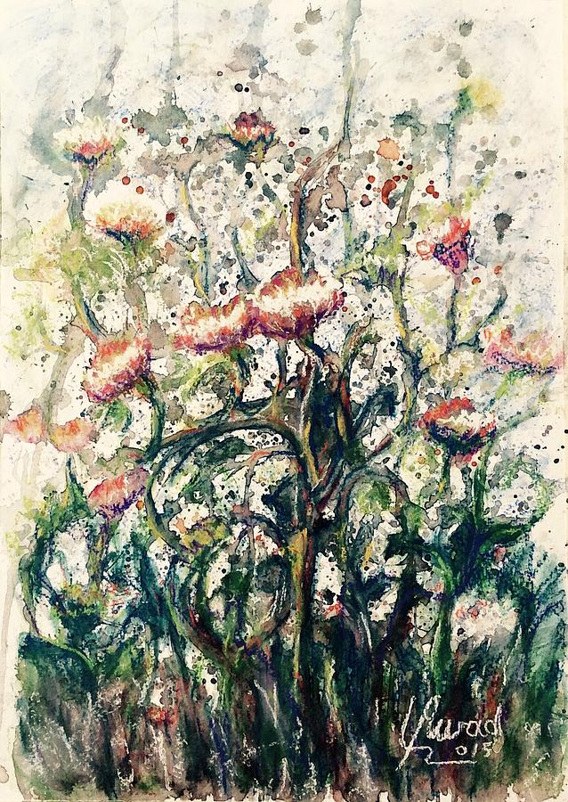 Wild flowers # 2 Painting by Laila Awad Jamaleldin