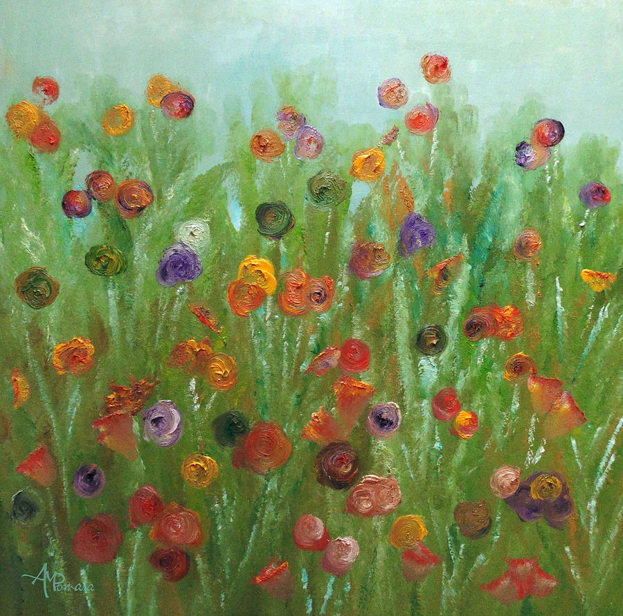 Wild Flowers Abstract Painting by Angeles M Pomata