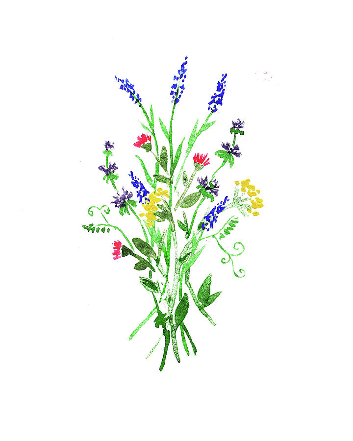 Download Wild Flowers Bouquet Watercolor Painting by Irina Sztukowski
