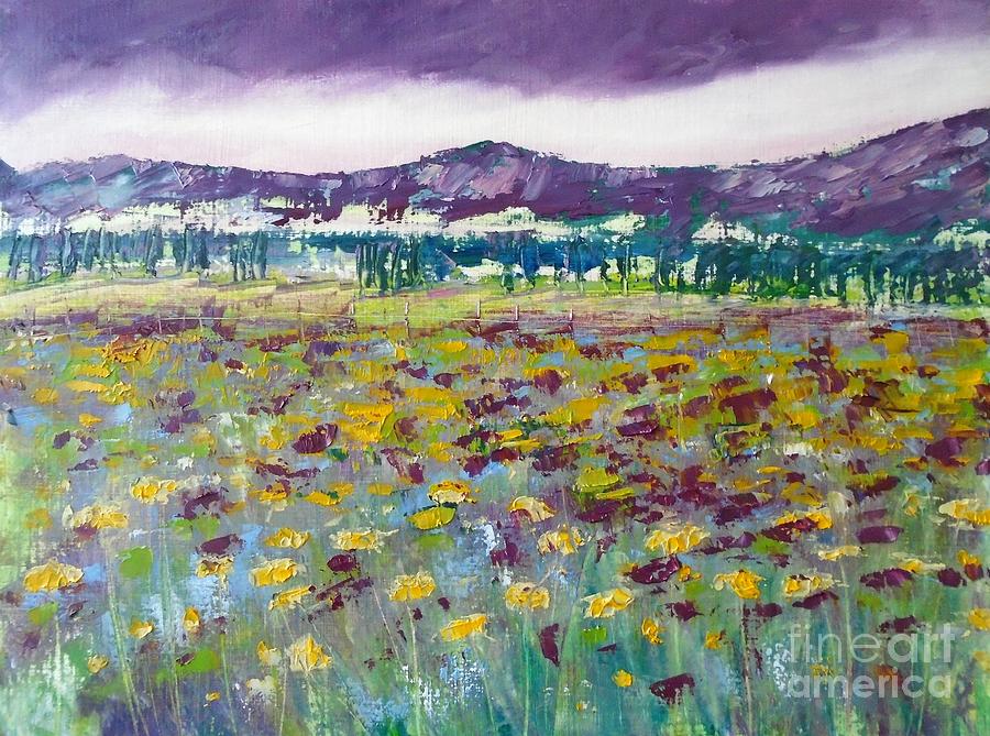 Wild Flowers in Provence Painting by Angela Cartner