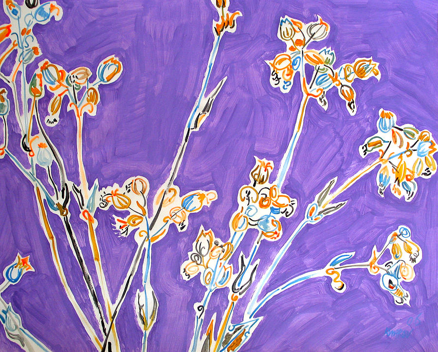 Wild Painting - Wild Flowers on Lilac by Vitali Komarov Wild Painting - Wild Flowers on Lilac by Vitali Komarov