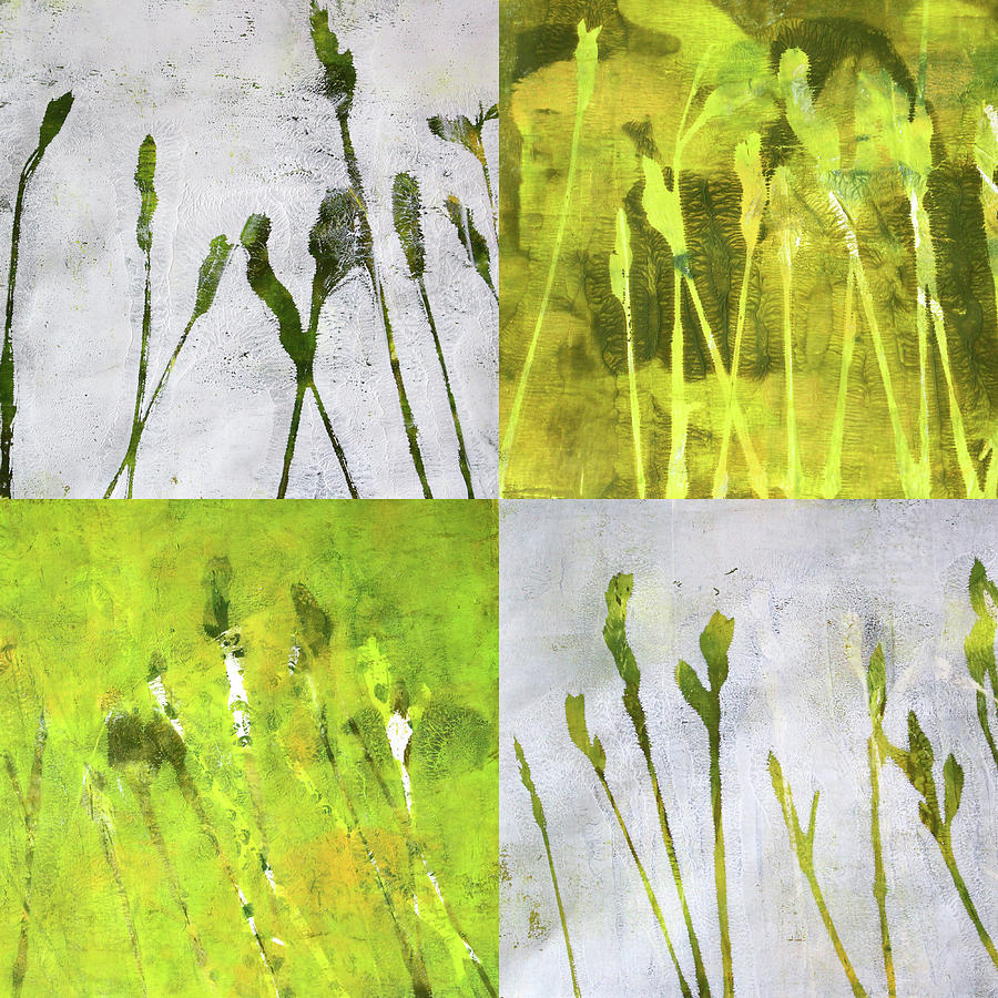 Wild Grass Collage 1 Painting by Nancy Merkle