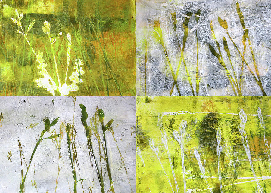 Abstract Painting - Wild Grass Collage 2 by Nancy Merkle