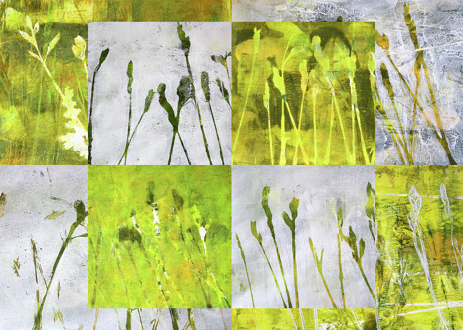 Wild Grass Collage 3 Painting by Nancy Merkle