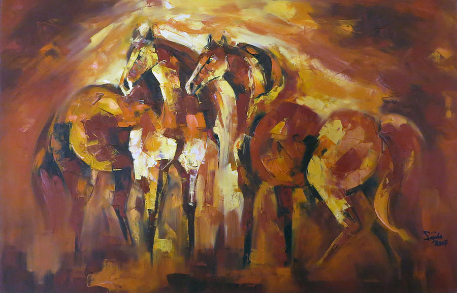 Abstract Painting - Wild Horse Art painting by Sajida Hussain