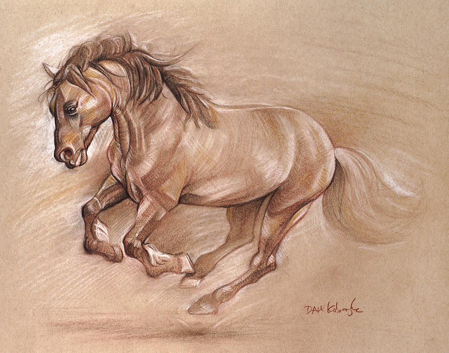 Wild Horse I - Wildlife Drawing Drawing by Dave Kobrenski
