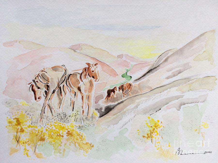 Wild Horses of Virginia City Painting by Barbara Chase