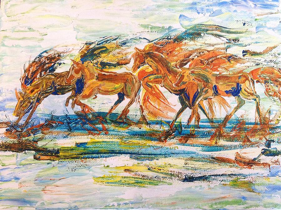 Horse Painting - Wild Horses by Caillan Bower