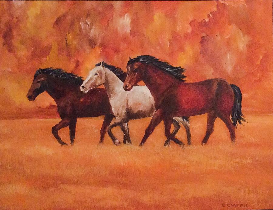 Wild Horses Painting by Ellen Canfield