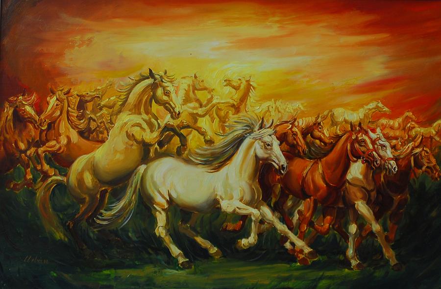 Animal Painting - Wild Horses by Gabor Urban