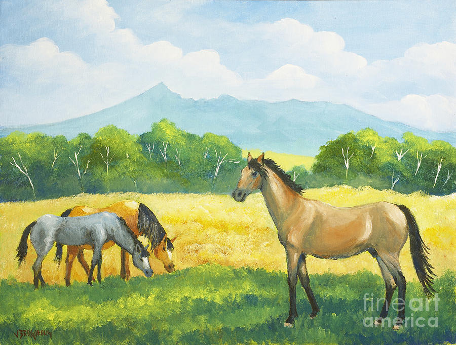 Wild horses Painting by Jean Pierre Bergoeing