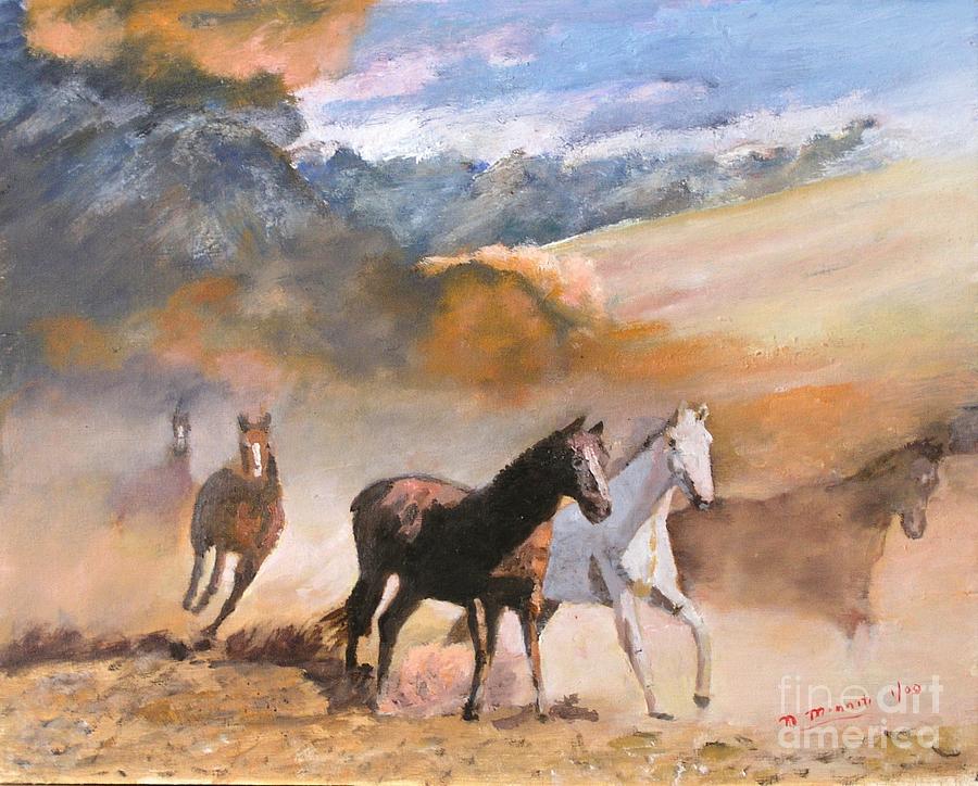 Landscape Painting - Wild Horses by Nicholas Minniti