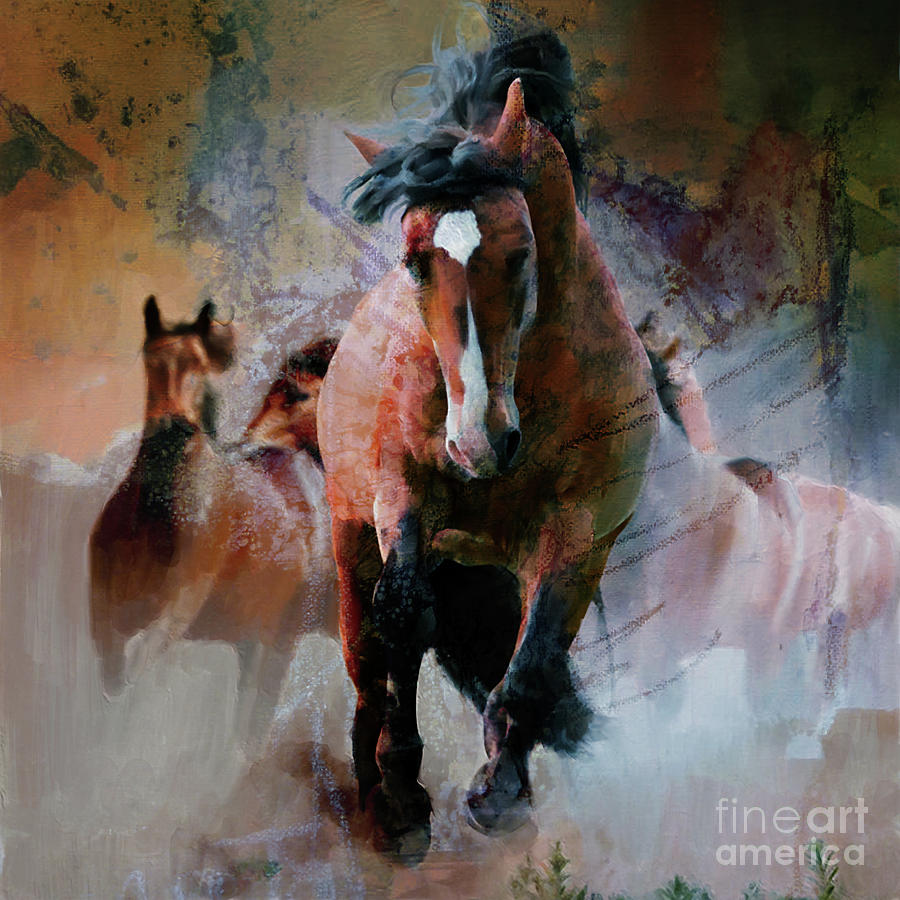 Wild Horses uj67 Painting by Gull G