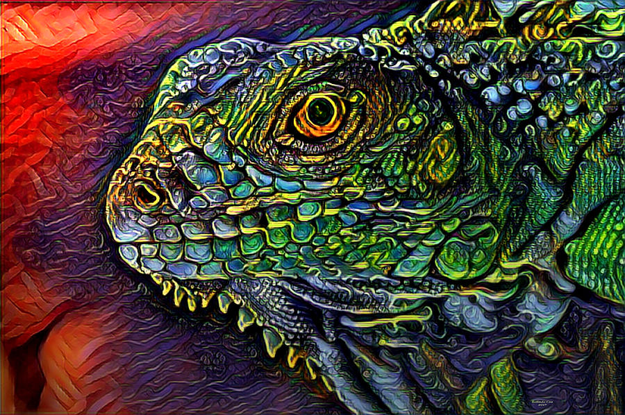 Wild Iguana Lizard Digital Art by Artful Oasis