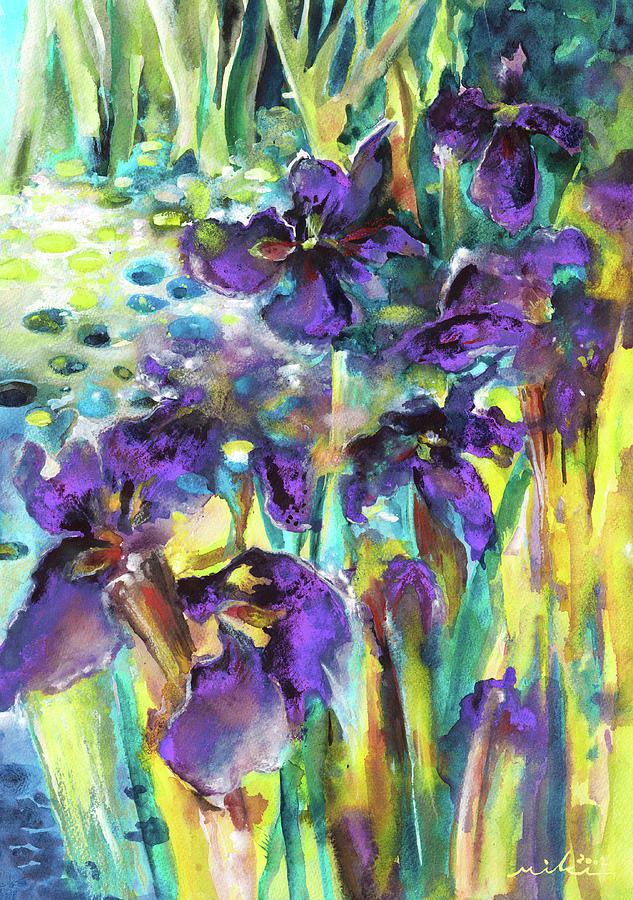 Wild Iris Painting by Miki De Goodaboom