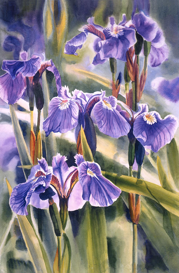 Wild Irises #1 Painting by Sharon Freeman