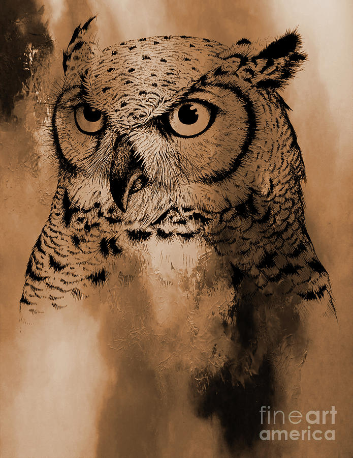 Wild Owl eyes Painting by Gull G