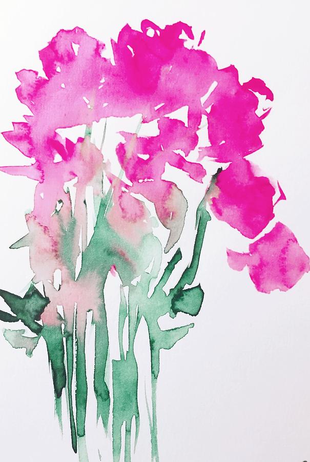 Wild Pink Flowers Painting by Britta Zehm