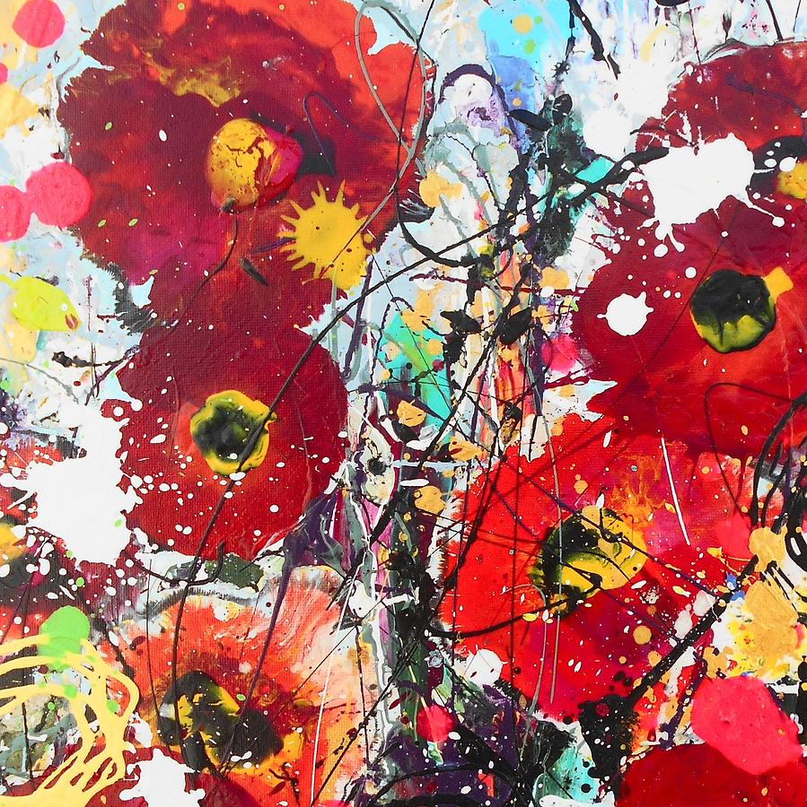 Wild Poppies Detail 2 Painting by Angie Wright