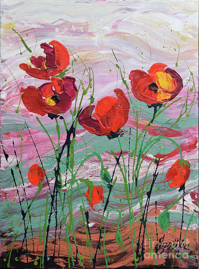 Wild Poppies - 1 Painting by Jyotika Shroff