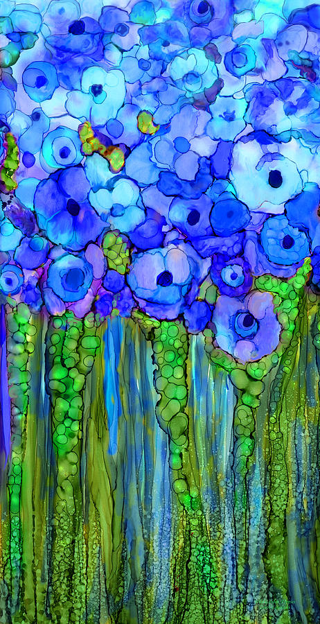 Wild Poppy Garden - Blue Mixed Media by Carol Cavalaris