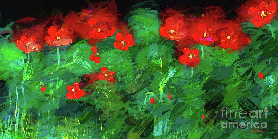 Wild Red Poppies on Canvas Mixed Media by Janice Pariza