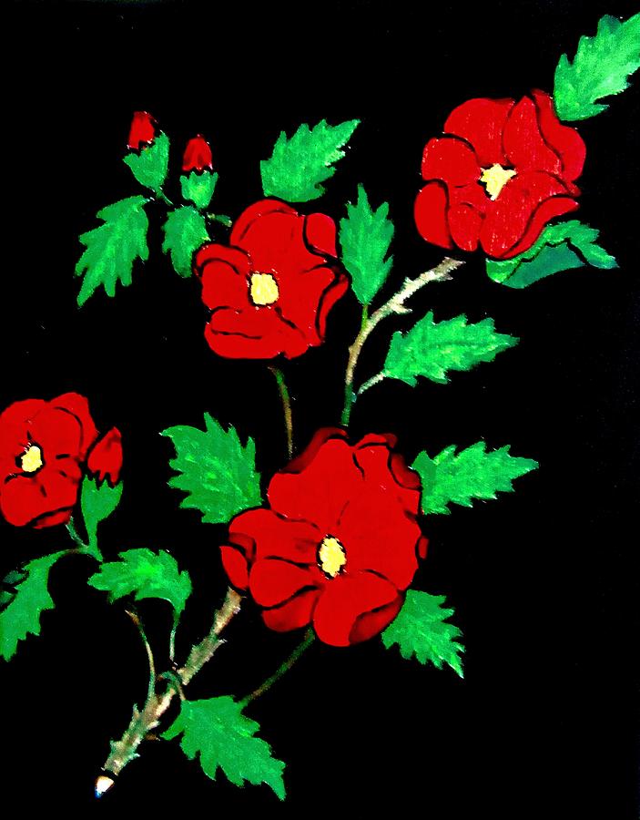 Wild Red Roses Painting by Stephanie Moore