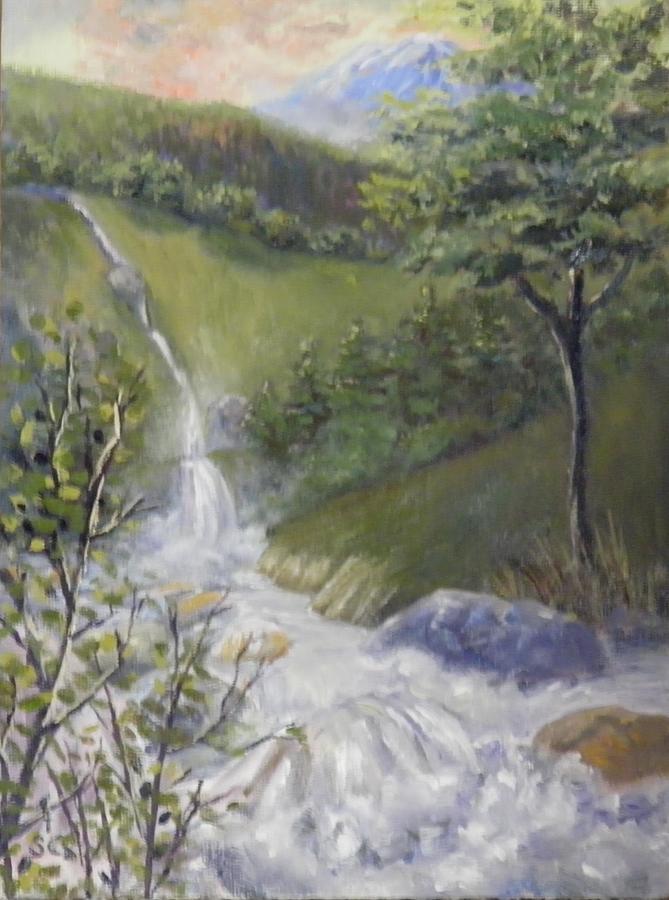 Wild River Below Mount Hood Painting by Sharon Casavant