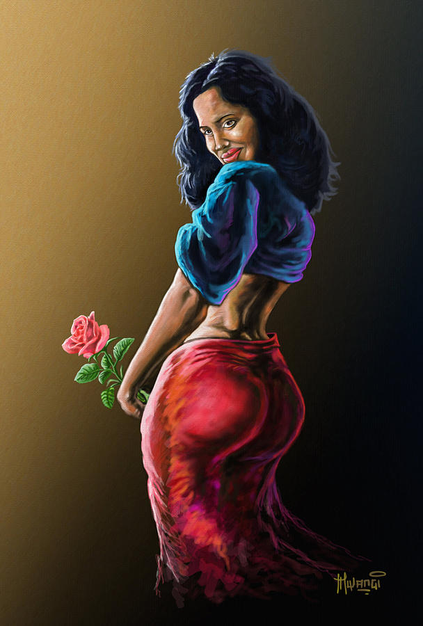 Wild Rose Painting by Anthony Mwangi