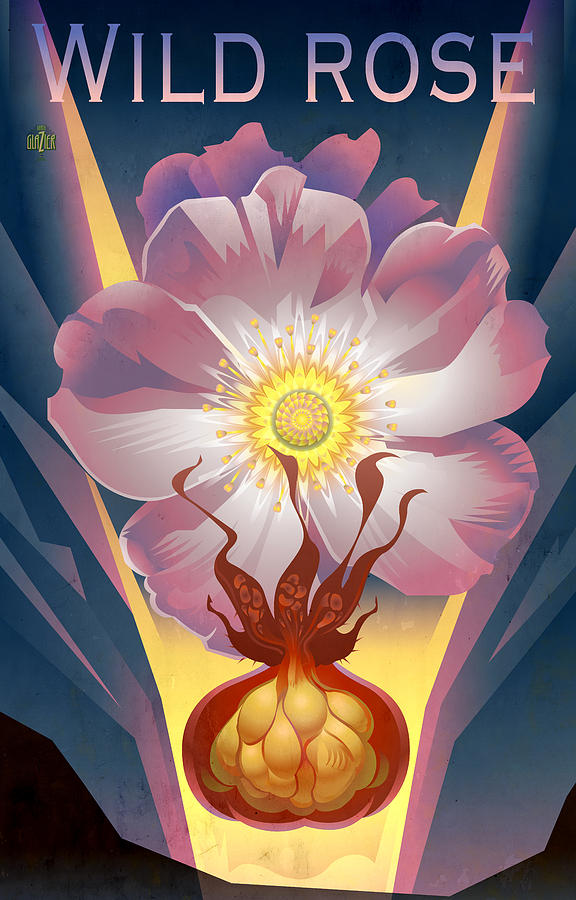 Wild Rose Floral Art Painting by Garth Glazier