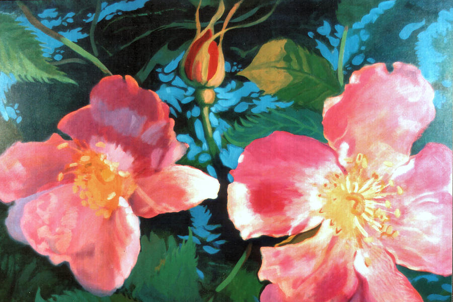 Wild Rose Painting by Robert Bissett