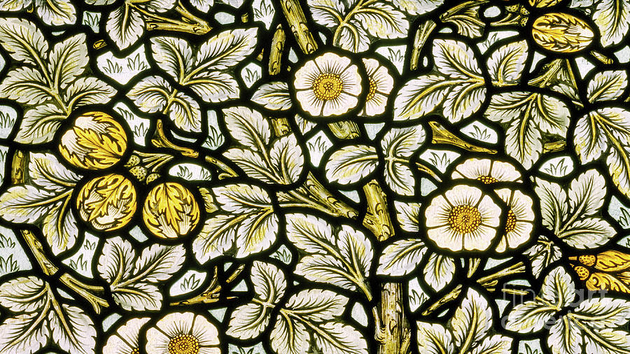 Wild Roses and Hazelnuts Glass Art by William Morris