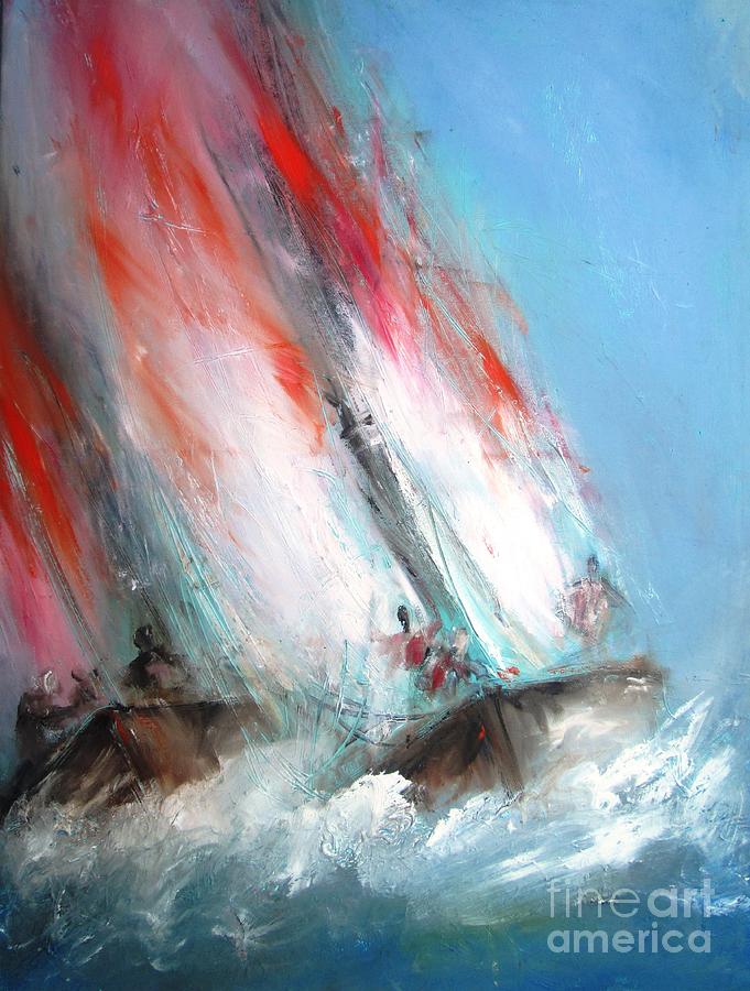 Wild Sails Art And Paintings Painting by Mary Cahalan Lee - aka PIXI
