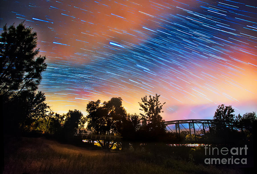 Wild Star Trails Above The Bridge Photograph by Mimi Ditchie