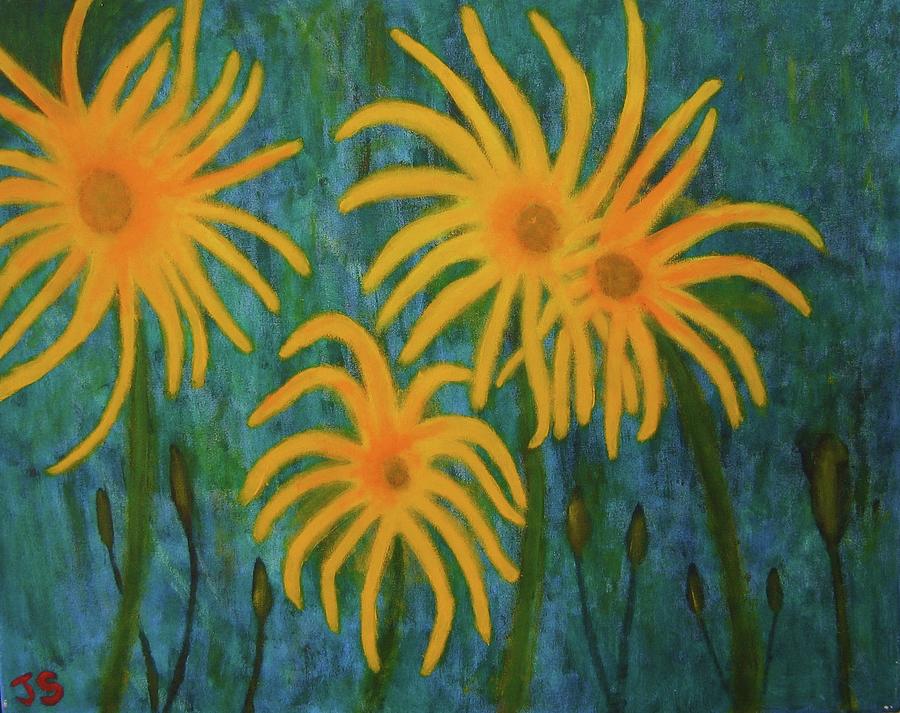 Wild sunflowers Painting by John Scates