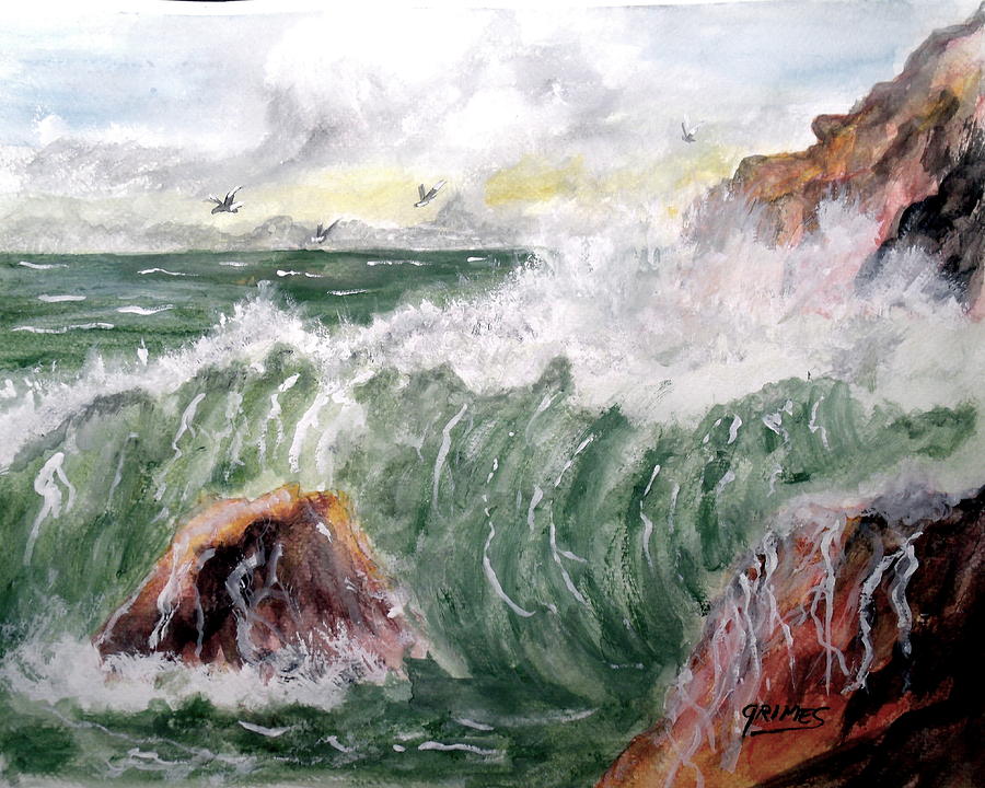 Wild Surf Waves Painting by Carol Grimes