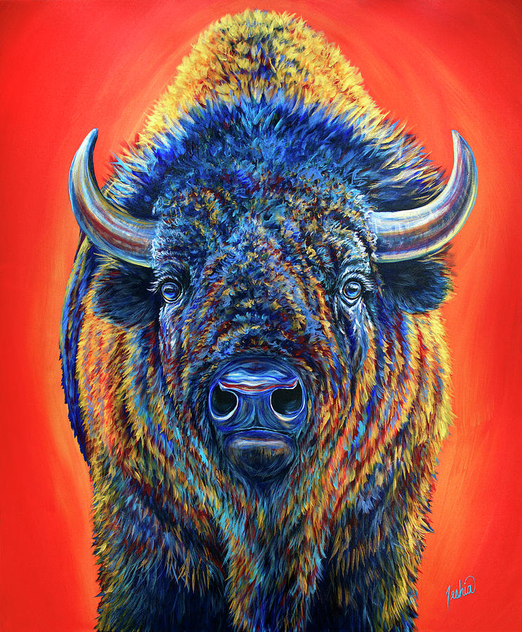 Bison Painting - Wild by Teshia Art