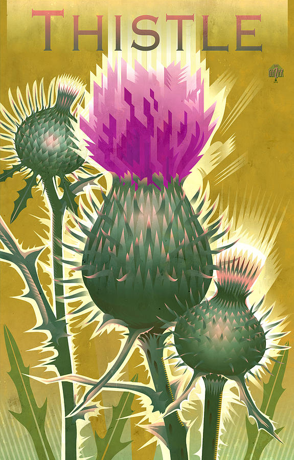 Wild Thistle Floral Print Painting by Garth Glazier