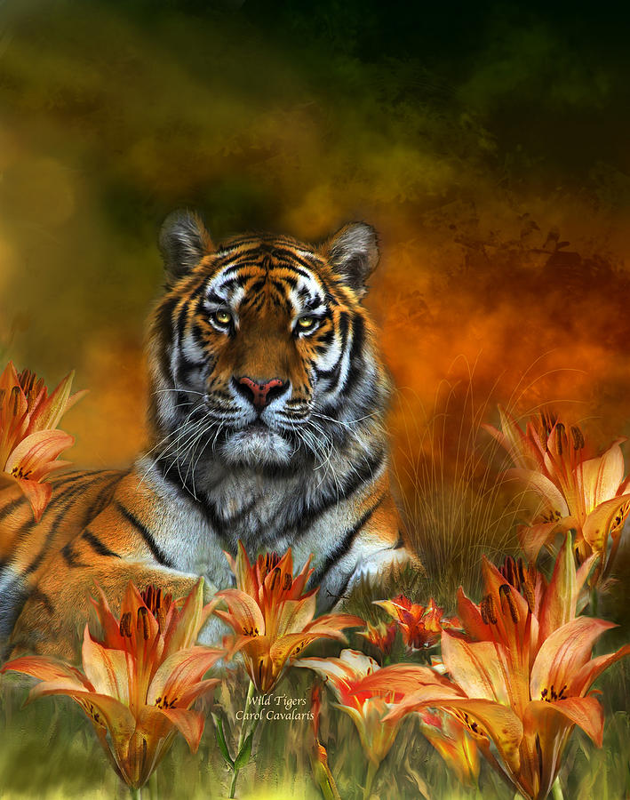 Wild Tigers Mixed Media by Carol Cavalaris