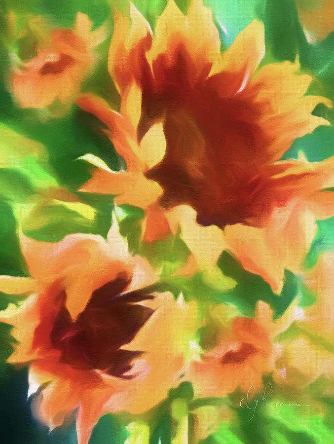 Impressionism Painting - Wild Vibrant Sunflowers by Georgiana Romanovna