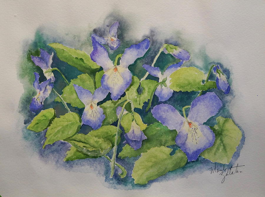 Wild Violets Painting by Marilyn Zalatan